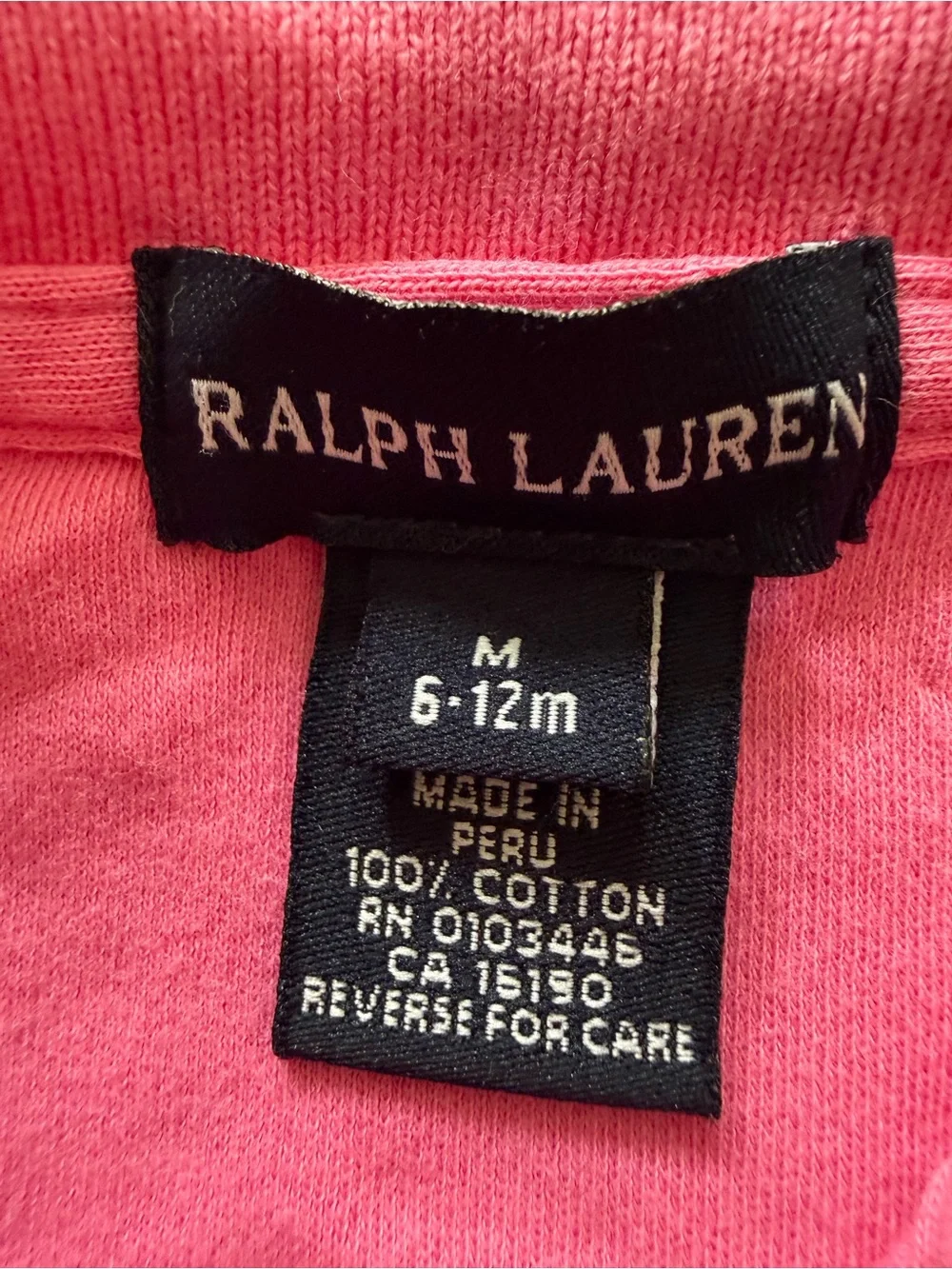 Ralph Lauren Baby Girl Pink Polo Dress 6-12M Long Sleeve